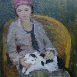 Girl and Cat painting